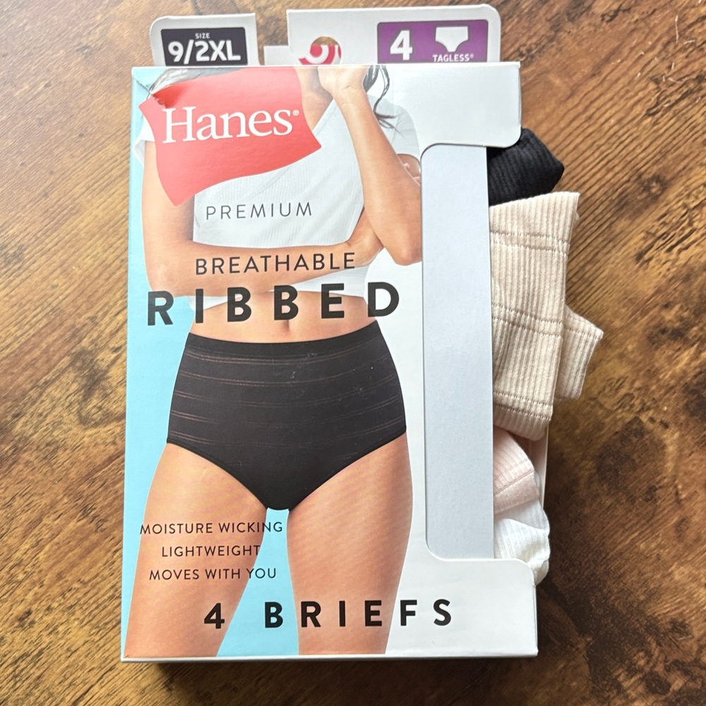 Hanes Premium Breathable Ribbed Briefs - Black, Beige, White